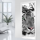 Adesivo per porte - Tigre black & white