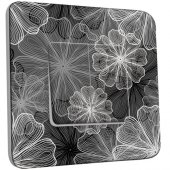 Interrupteur Décoré Double va et vient Fleurs design Black&White 3 