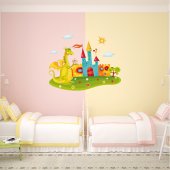 Autocollant Stickers enfant chateau dragon