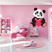 Adesivo Murale bambino panda cuore