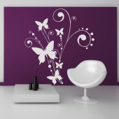 Vinilo decorativo Flor con  Mariposa